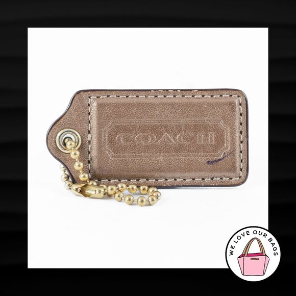 2.5" Large COACH BROWN LEATHER BRASS KEY FOB BAG CHARM KEYCHAIN HANGTAG TAG - Picture 1 of 1